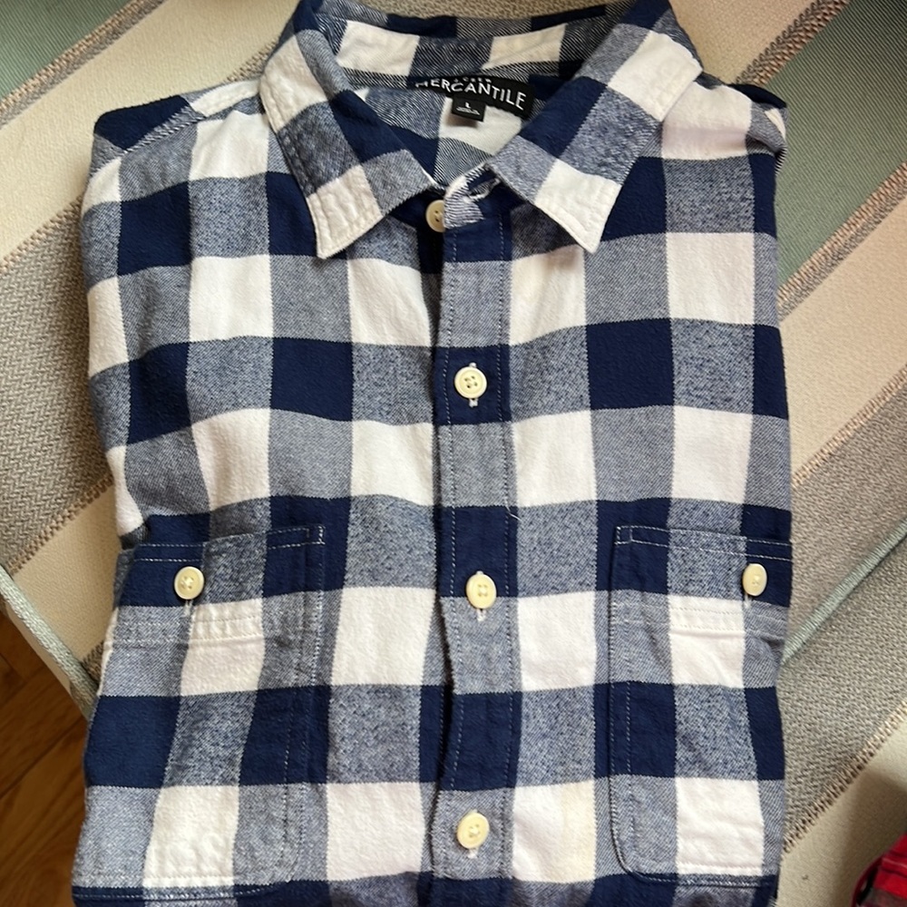 Blue and cream check in JCrew long sleeve flannel men’s shirt - Picture 5 of 5